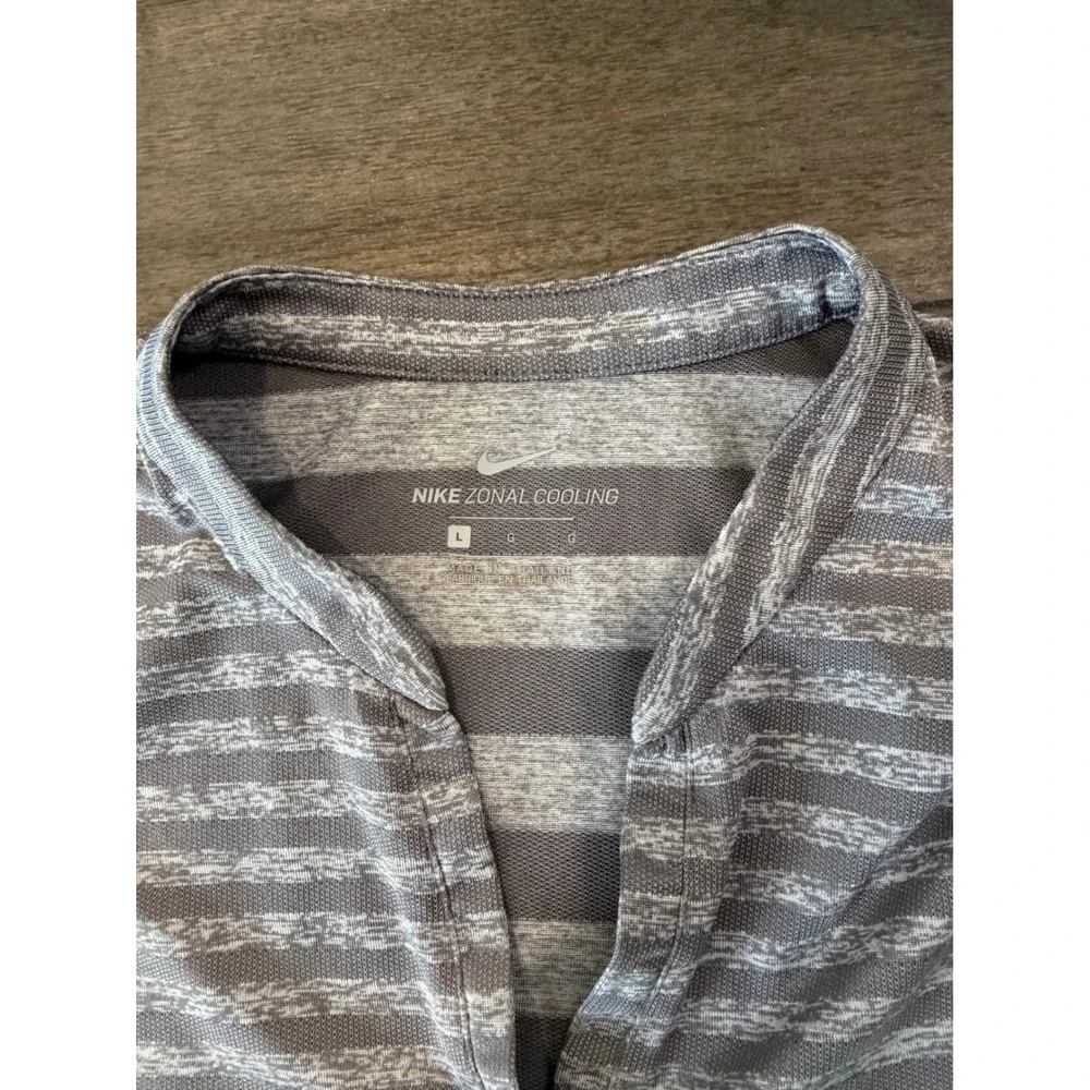 Nike Zonal Cooling Golf Polo Womens Large Grey Striped Sleeveless V-Neck Top